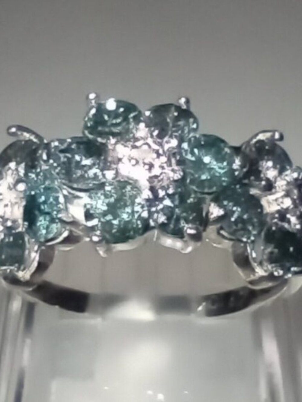 $PECIAL!  10Kt White Gold 2-Carat Blue & White Diamond Flower Cluster Ring
